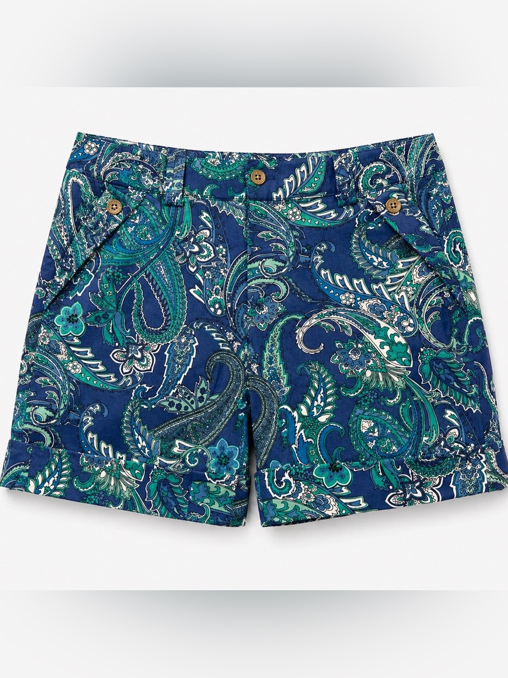 Lauren Ralph Lauren Blue & Teal Paisley Cotton Shorts